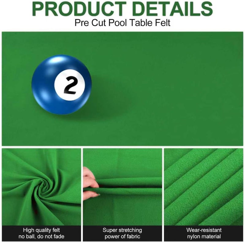 STRONGBERRY Pre-Cut Pool Table Felt Replacement Kit - 8ft Billiard Cloth w/Gloves, Strips & Tools, Felt for Pool Tables - Image 3